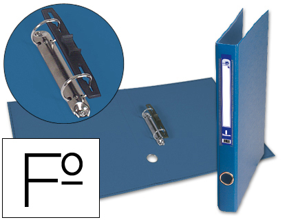 LIDERPAPEL - CARPETA DE 2 ANILLAS 25MM MIXT AS FOLIO FORRADO PAPERCOAT CON OLLAO Y TARJETERO COMPRESOR PLASTICO AZUL (Ref.AY13)