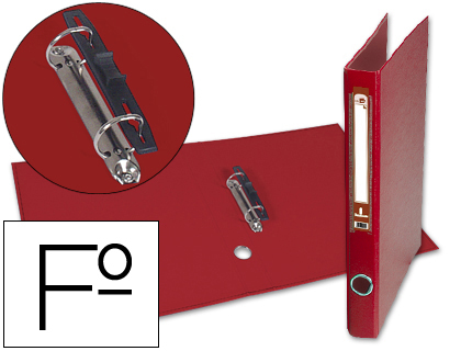 LIDERPAPEL - CARPETA DE 2 ANILLAS 25MM MIXT AS FOLIO FORRADO PAPERCOAT CON OLLAO Y TARJETERO COMPRESOR PLASTICO ROJO (Ref.AY15)