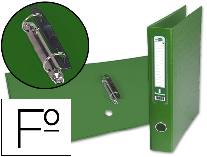 LIDERPAPEL - CARPETA DE 2 ANILLAS 40MM MIXT AS FOLIO FORRADO PAPERCOAT CON OLLAO Y TARJETERO COMPRESOR PLASTICO VERDE (Ref.AY11)
