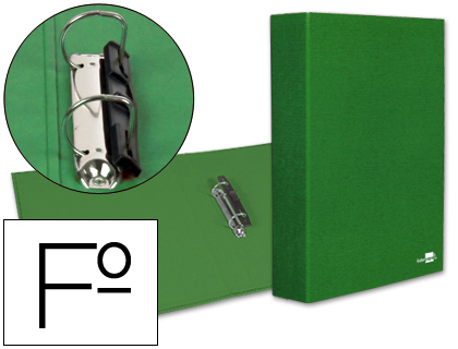 LIDERPAPEL - CARPETA DE 2 ANILLAS 40MM MIXTAS FOLIO Cartón FORRADO PAPER COAT COMPRESOR PLASTICO VERDE (Ref.CH10)