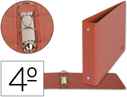 LIDERPAPEL - CARPETA DE 2 ANILLAS 40MM REDONDAS CUARTO APAISADO Cartón CUERO (Ref.CH18)