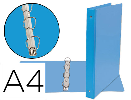 LIDERPAPEL - CARPETA DE 4 ANILLAS 25 MM MIXTAS A4 Cartón FORRADO PVC AZUL (Ref.KA06)
