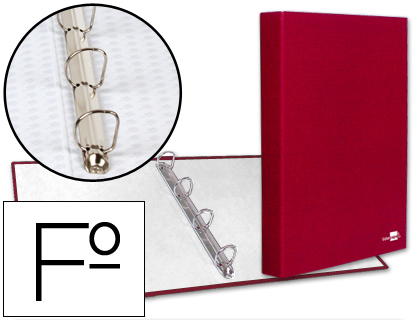LIDERPAPEL - CARPETA DE 4 ANILLAS 25MM MIXTAS FOLIO Cartón FORRADO PAPER COAT ROJA (Ref.CA21)