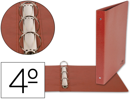 LIDERPAPEL - CARPETA DE 4 ANILLAS 25MM REDONDAS CUARTO Cartón CUERO (Ref.CA06)
