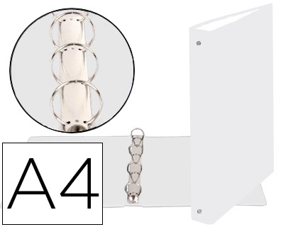 EXACOMPTA - CARPETA DE 4 ANILLAS 30MM REDONDAS DIN A4 Cartón FORRADO BLANCO (Ref.51378E)