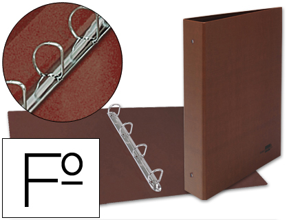 LIDERPAPEL - CARPETA DE 4 ANILLAS 40MM MIXTAS FOLIO Cartón CUERO FORRADO COMPRESOR PLASTICO (Ref.CH17)