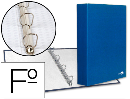 LIDERPAPEL - CARPETA DE 4 ANILLAS 40MM MIXTAS FOLIO Cartón FORRADO PAPER COAT AZUL (Ref.CH11)