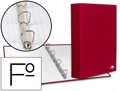 LIDERPAPEL - CARPETA DE 4 ANILLAS 40MM MIXTAS FOLIO Cartón FORRADO PAPER COAT ROJA (Ref.CH13)