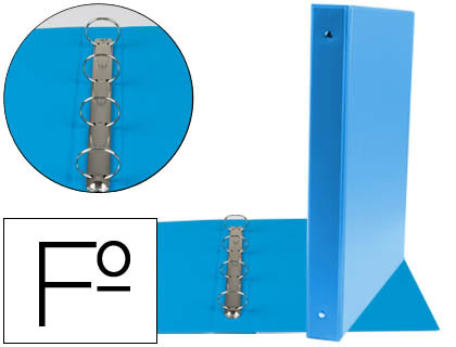 LIDERPAPEL - CARPETA 4 ANILLAS 25 MM REDONDAS PLASTICO FOLIO COLOR CELESTE (Ref.CA83)