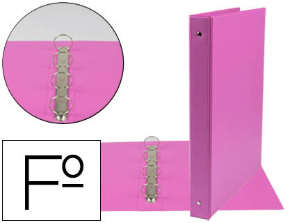 LIDERPAPEL - CARPETA 4 ANILLAS 25 MM REDONDAS PLASTICO FOLIO COLOR FUCSIA (Ref.CA81)