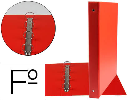 LIDERPAPEL - CARPETA 4 ANILLAS 25 MM REDONDAS PLASTICO FOLIO COLOR ROJO (Ref.CA80)