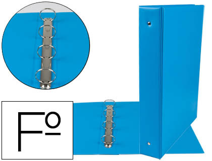 LIDERPAPEL - CARPETA 4 ANILLAS 40 MM REDONDAS PLASTICO FOLIO COLOR CELESTE (Ref.CH23)