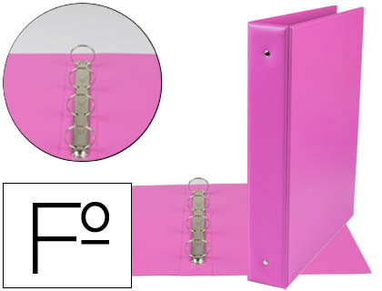 LIDERPAPEL - CARPETA 4 ANILLAS 40 MM REDONDAS PLASTICO FOLIO COLOR FUCSIA (Ref.CH21)