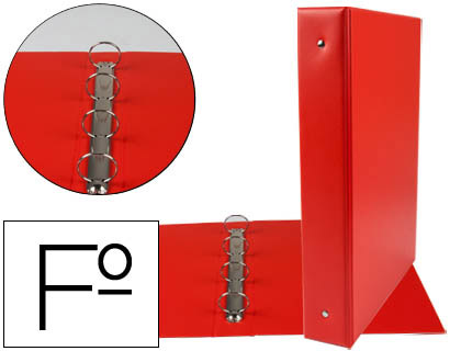 LIDERPAPEL - CARPETA 4 ANILLAS 40 MM REDONDAS PLASTICO FOLIO COLOR ROJO (Ref.CH22)