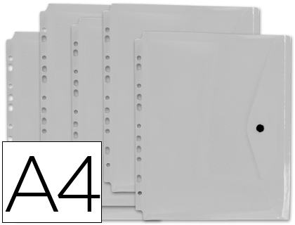 LIDERPAPEL - CARPETA DOSSIER BROCHE 36664 POLIPROPILENO DIN A4 PACK DE 5 INCOLORA TRANSPARENTE MULTITALADRO (Ref.DS49)