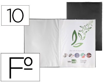 LIDERPAPEL - CARPETA ESCAPARATE 10 FUNDAS PVC FOLIO NEGRO (Ref.EC41)