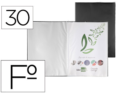 LIDERPAPEL - CARPETA ESCAPARATE 30 FUNDAS PVC FOLIO NEGRO (Ref.EC42)