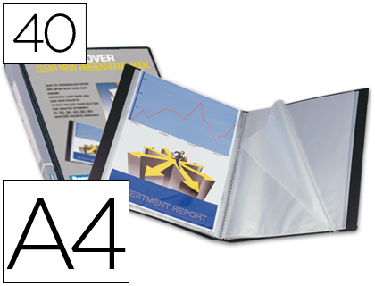 LIDERPAPEL - CARPETA ESCAPARATE 37735 40 FUNDAS CANGURO POLIPROPILENO DIN A4 NEGRA PORTADA Y LOMO PERSONALIZABLE (Ref.CJ61)