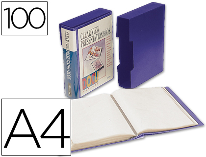 LIDERPAPEL - CARPETA ESCAPARATE 37862 100 FUNDAS POLIPROPILENODIN A4 AZUL CON CAJETIN (Ref.CJ64)