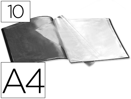 LIDERPAPEL - CARPETA ESCAPARATE 37905 10 FUNDAS POLIPROPILENO DIN A4 NEGRA (Ref.CJ04)