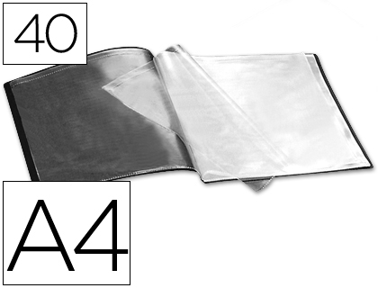 LIDERPAPEL - CARPETA ESCAPARATE 37935 40 FUNDAS POLIPROPILENO DIN A4 NEGRA (Ref.CJ23)