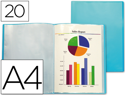 LIDERPAPEL - CARPETA ESCAPARATE 47042 20 FUNDAS POLIPROPILENO TRASLUCIDA DIN A4 AZUL FROSTY (Ref.CJ11)