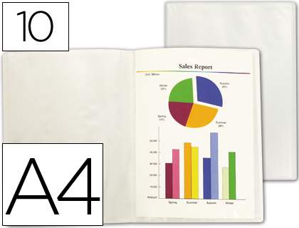 LIDERPAPEL - CARPETA ESCAPARATE 47484 10 FUNDAS POLIPROPILENO TRASLUCIDA DIN A4 TRANSPARENTE FROSTY (Ref.CJ77)