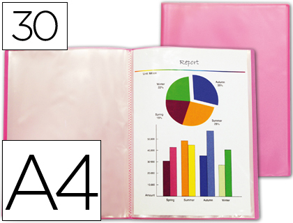 LIDERPAPEL - CARPETA ESCAPARATE 47490 30 FUNDAS POLIPROPILENO TRASLUCIDA DIN A4 ROJO FROSTY (Ref.CJ78)