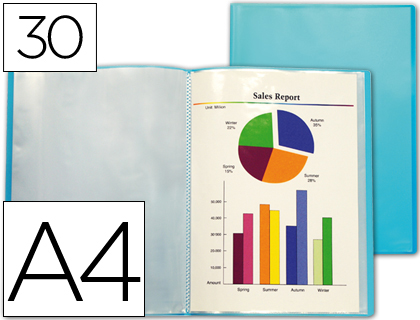 LIDERPAPEL - CARPETA ESCAPARATE 47492 30 FUNDAS POLIPROPILENO TRASLUCIDA DIN A4 AZUL FROSTY (Ref.CJ79)