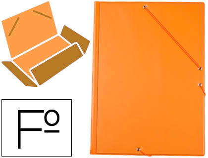 LIDERPAPEL - CARPETA GOMAS FOLIO 3 SOLAPAS Cartón FORRADO PVC NARANJA (Ref.CG88)
