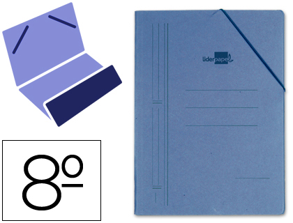 LIDERPAPEL - CARPETA GOMAS OCTAVO BOLSA Cartón COMPACTO AZUL (Ref.CG11)