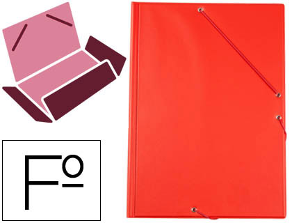 LIDERPAPEL - CARPETA GOMAS PLASTICO FOLIO SOLAPA COLOR ROJO (Ref.CG82)