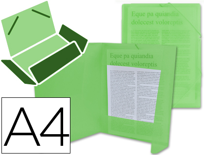 LIDERPAPEL - CARPETA GOMAS SOLAPAS 34963 POLIPROPILENO DIN A4 VERDE TRANSPARENTE (Ref.CG70)