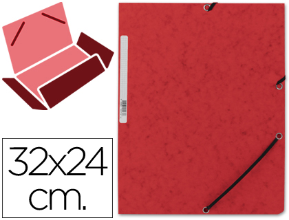 Q-CONNECT - CARPETA GOMAS Cartón SIMIL-PRESPAN SOLAPAS 320X243 MM ROJA (Ref.KF02165)