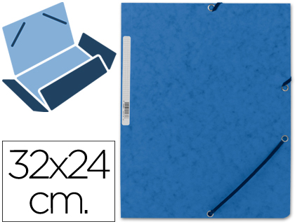 Q-CONNECT - CARPETA GOMAS Cartón SIMIL-PRESPAN SOLAPAS 320X243 MM AZUL (Ref.KF02167)