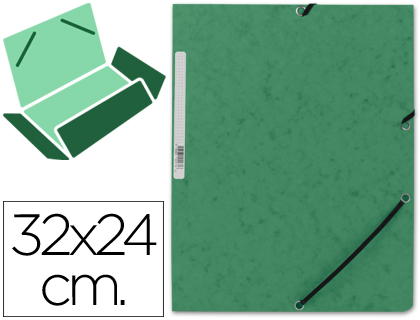 Q-CONNECT - CARPETA GOMAS Cartón SIMIL-PRESPAN SOLAPAS 320X243 MM VERDE (Ref.KF02168)