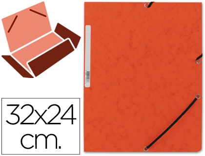 Q-CONNECT - CARPETA GOMAS Cartón SIMIL-PRESPAN SOLAPAS 320X243 MM NARANJA (Ref.KF02170)