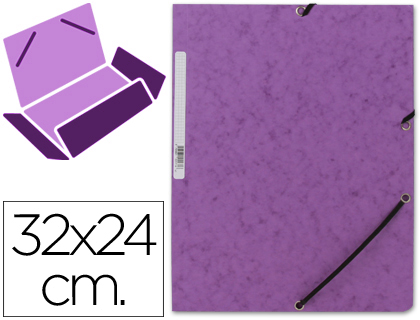 Q-CONNECT - CARPETA GOMAS Cartón SIMIL-PRESPAN SOLAPAS 320X243 MM VIOLETA (Ref.KF02171)