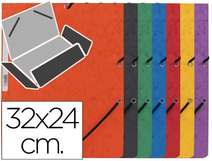 Q-CONNECT - CARPETA GOMAS Cartón SIMIL-PRESPAN SOLAPAS 320X243 MM SURTIDAS ROJA-AMARILLA-AZUL-VERDE-NARAN (Ref.KF02174)