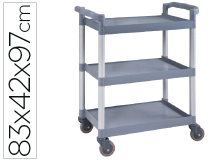 Q-CONNECT - CARRO DE SERVICIO MULTIFUNCIONAL 3 ESTANTES DE POLIPROPILENO 830X420X970 MM (Ref.KF16749)