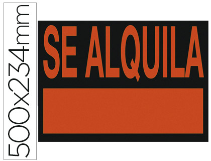 LIDERPAPEL - CARTEL PLASTICO "SE ALQUILA" ROJO FLUORESCENTE -500X234 MM (Ref.SQ01)