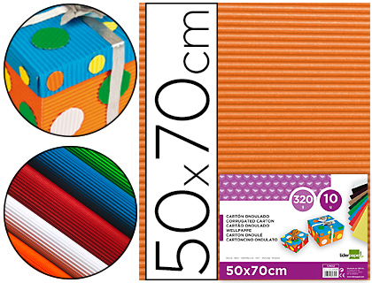 LIDERPAPEL - Cartón ONDULADO 50 X 70CM 320G/M2 NARANJA (Ref.CN05)