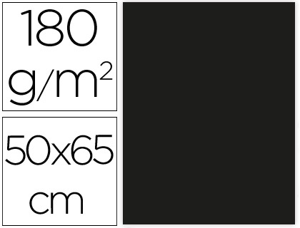 LIDERPAPEL - CARTULINA 50X65 CM 180G/M2 NEGRO PAQUETE DE 25 (Ref.CX66)