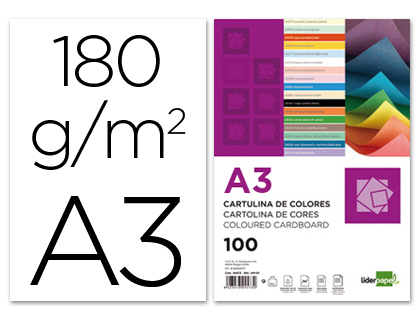 LIDERPAPEL - CARTULINA A3 180G/M2 BLANCO PAQUETE DE 100 (Ref.CD01)
