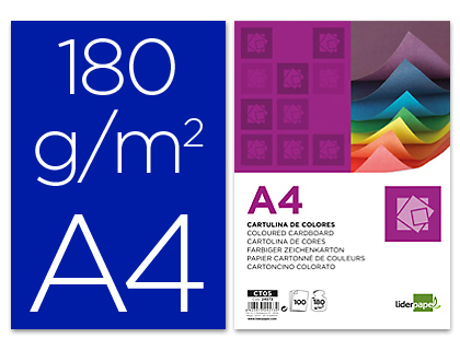 LIDERPAPEL - CARTULINA A4 180G/M2 AZUL ULTRAMAR PAQUETE DE 100 (Ref.CT06)