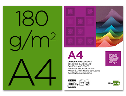 LIDERPAPEL - CARTULINA A4 180G/M2 VERDE ABETO PAQUETE DE 100 (Ref.CT15)