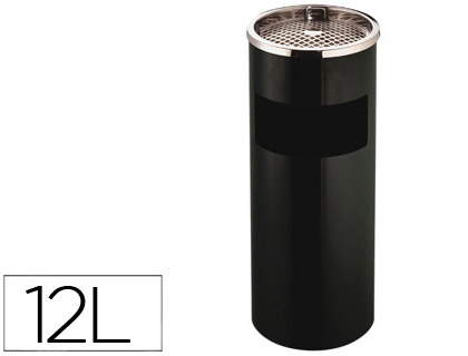 Q-CONNECT - CENICERO PAPELERA METALICO NEGRO -61,5X25 CM CON RECOGECOLILLAS (Ref.KF04229)