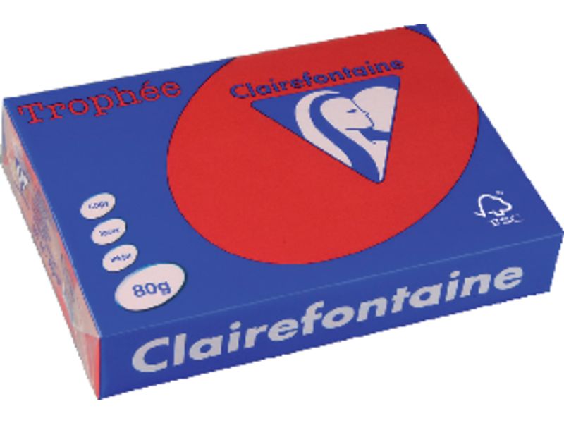 TROPHÉE - Papel multifunción color 500h 80 g. A4 Rojo (Ref.8175C)