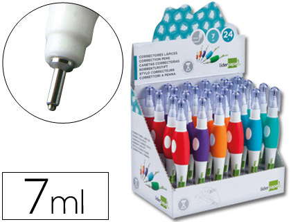 LIDERPAPEL - CORRECTOR LAPIZ ROLLER -PUNTA METALICA DE 1.6 MM CAPACIDAD 7 ML -EXPOSITOR DE 24 UNIDADES (Ref.RR03)