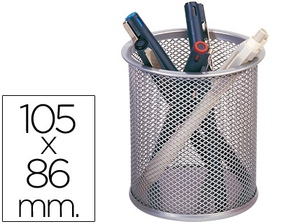 Q-CONNECT - CUBILETE PORTALAPICES REJILLA METAL PLATA -MEDIDA DIAMETRO 86 ALTURA 105 (Ref.KF00846)